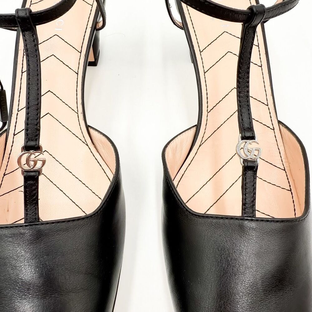 Gucci GG Black Leather T Strap Pumps Heels New EU 41 US 11 - Picture 3 of 12